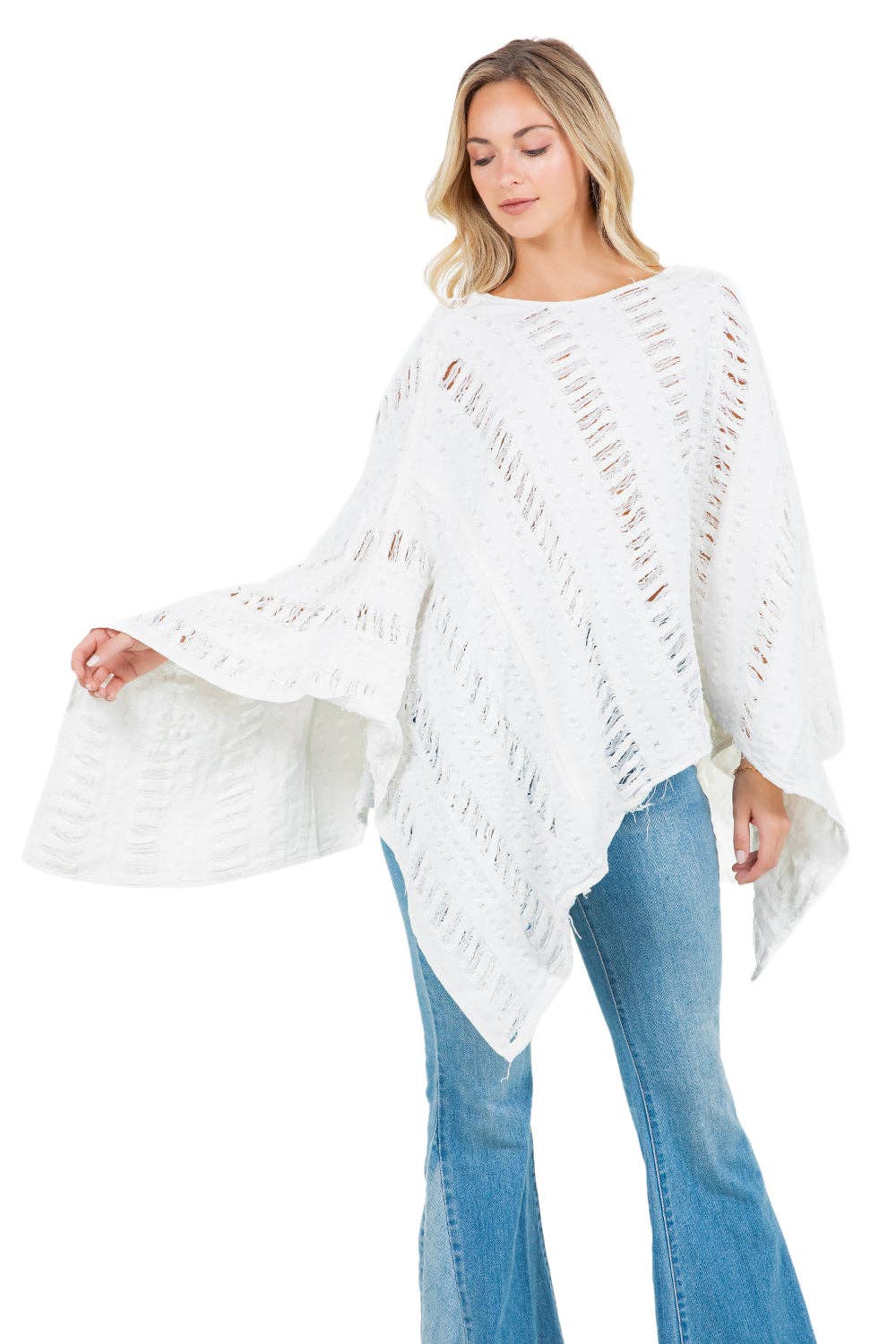 Weiss DAMENMODE DENIM LOCKERES CAPE-TOP für den Großhandel auf Faire2