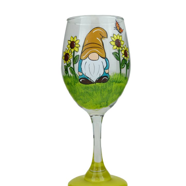 Gnome Wine Glass for wholesale by Classy Art Designs, LLC
