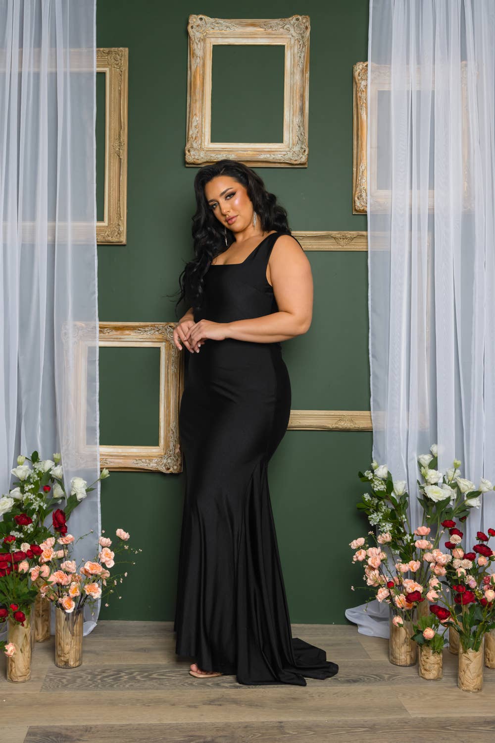 2009A-SIMPLE BLACK SPANDEX MAXI DRESS  for wholesale on Faire7