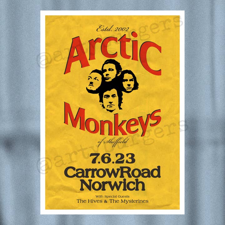 Arctic Monkeys Norwich Live Tour 2023 Art Print for wholesale by ArtyBurgers