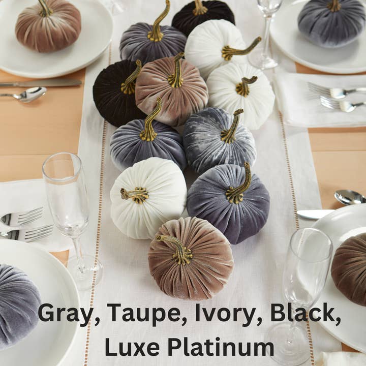 Your Heart's Content - Wholesale Decorative Tabletop Object - Pumpkin Small Velvet, Halloween mantel, Autumn table, Gift53
