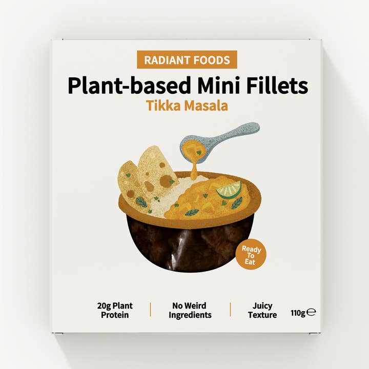 Tikka Masala Plant-based Fillets (chilled) for wholesale by Radiant Foods
