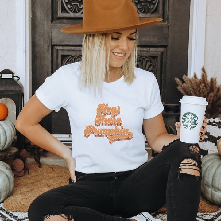 Retro Hey There Pumpkin T-Shirt for wholesale by Trendznmore - Modern Graphic Apparel