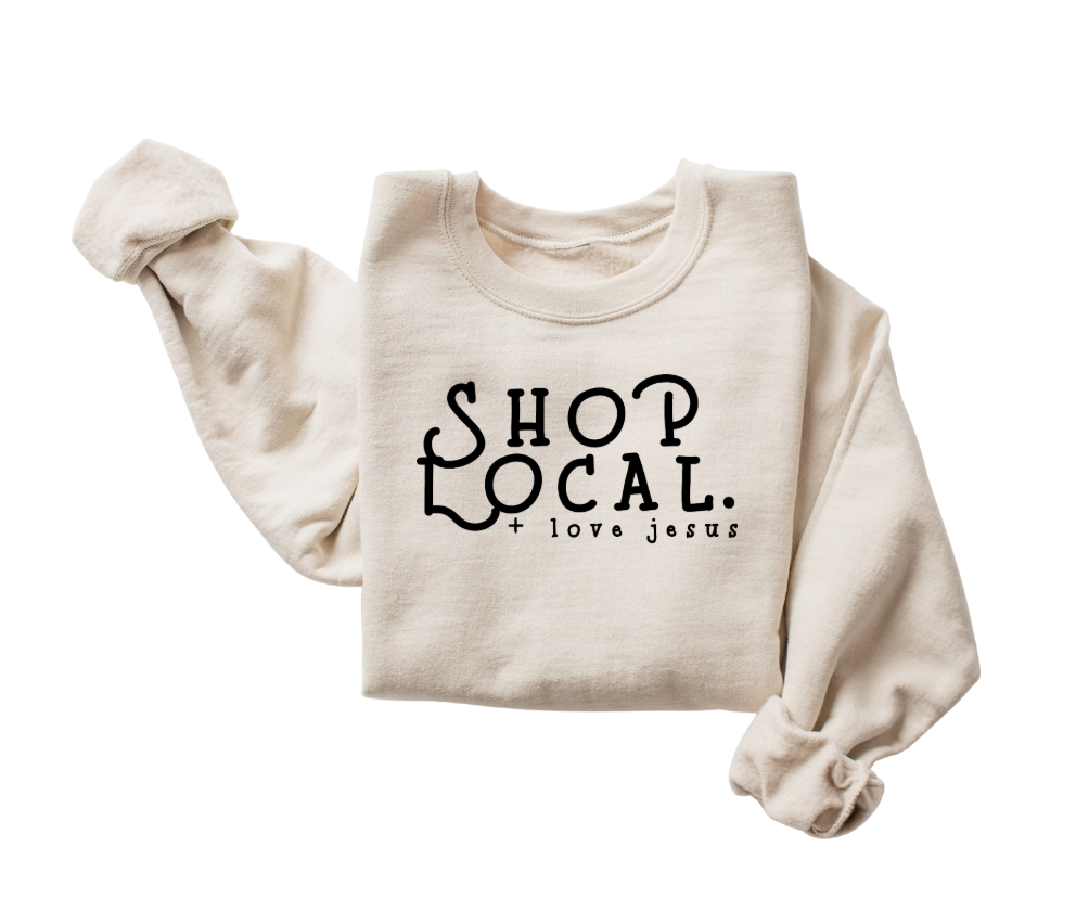 SBG Co. - Wholesale Graphic Sweatshirt - Women's - Shop Local + Love Jesus Sweatshirt4