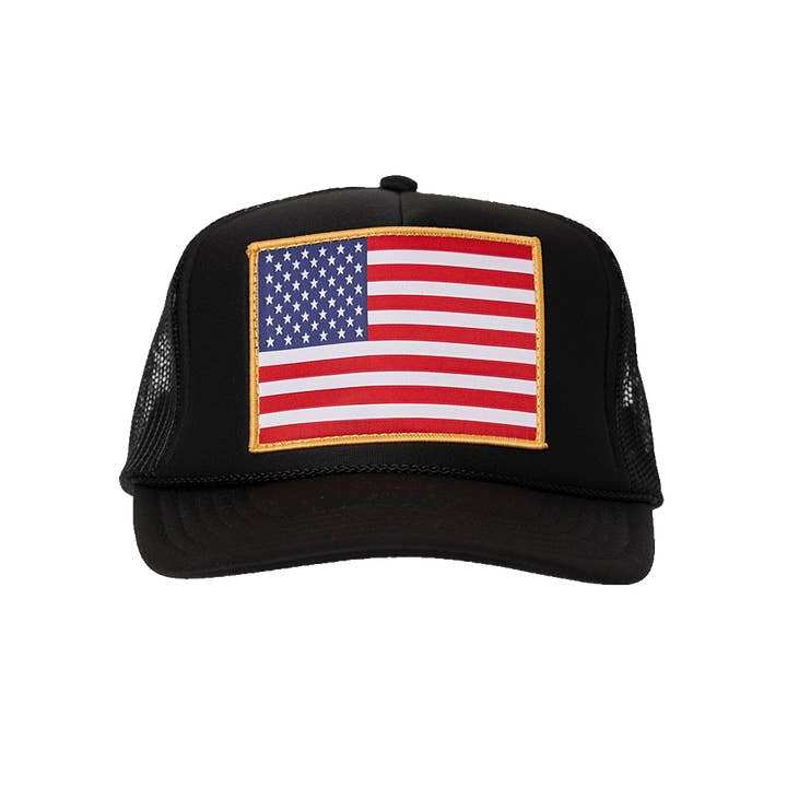 American Flag Patch Trucker Hat for wholesale by Local Beach