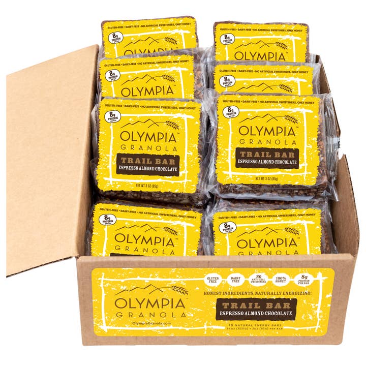 Olympia Granola - Wholesale Snack Bar - Olympia Granola Espresso Almond Chocolate Granola Bar Case1