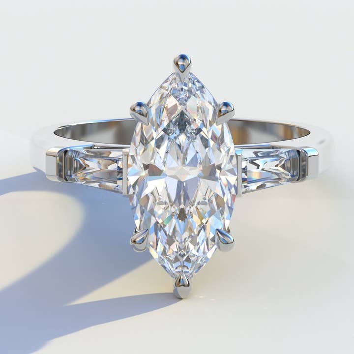 E VVS 2 Carat Marquise Cut Multi Stone Lab Diamond Ring - Molto Bello for wholesale by Mohana Jewels - Luxury
