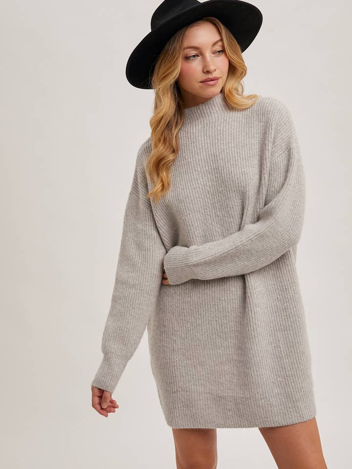 Bluivy - Wholesale Dress - Women's - MOCK NECK KNIT SWEATER MINI DRESS1
