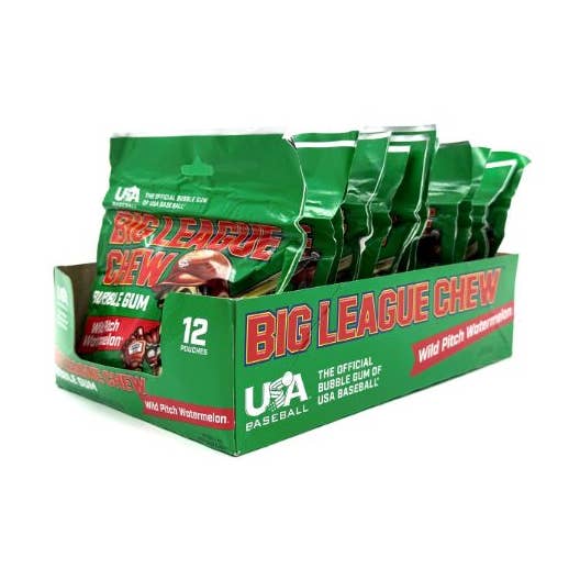 Grandpa Joe's Candy Shop - Wholesale Chewing Gum - Big League Chew Wild Pitch Watermelon Gum, 12ct Pouches0