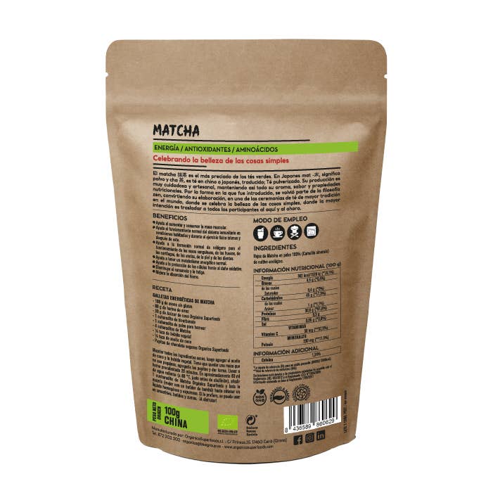 Orgánica Superfoods SL - Vente Thés santé/détox - Matcha en poudre biologique - 1kg1