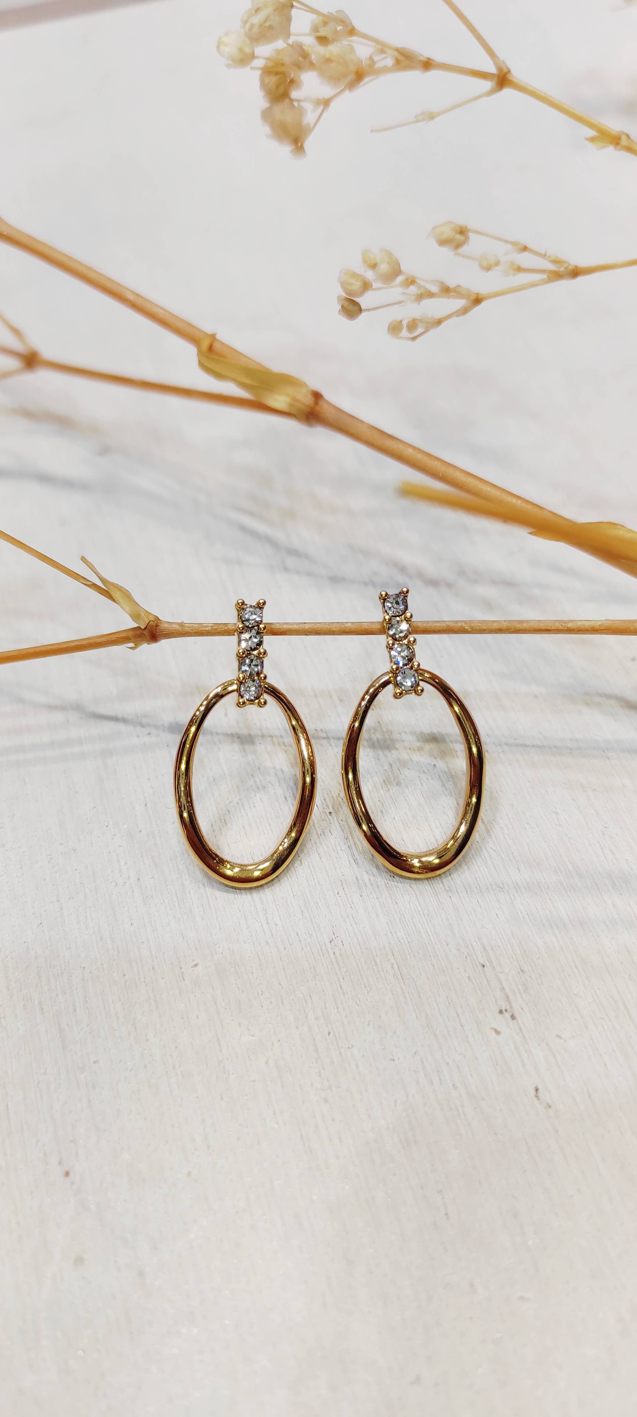 förgyllda Örhängen med strass Estrella för wholesale på Faire0