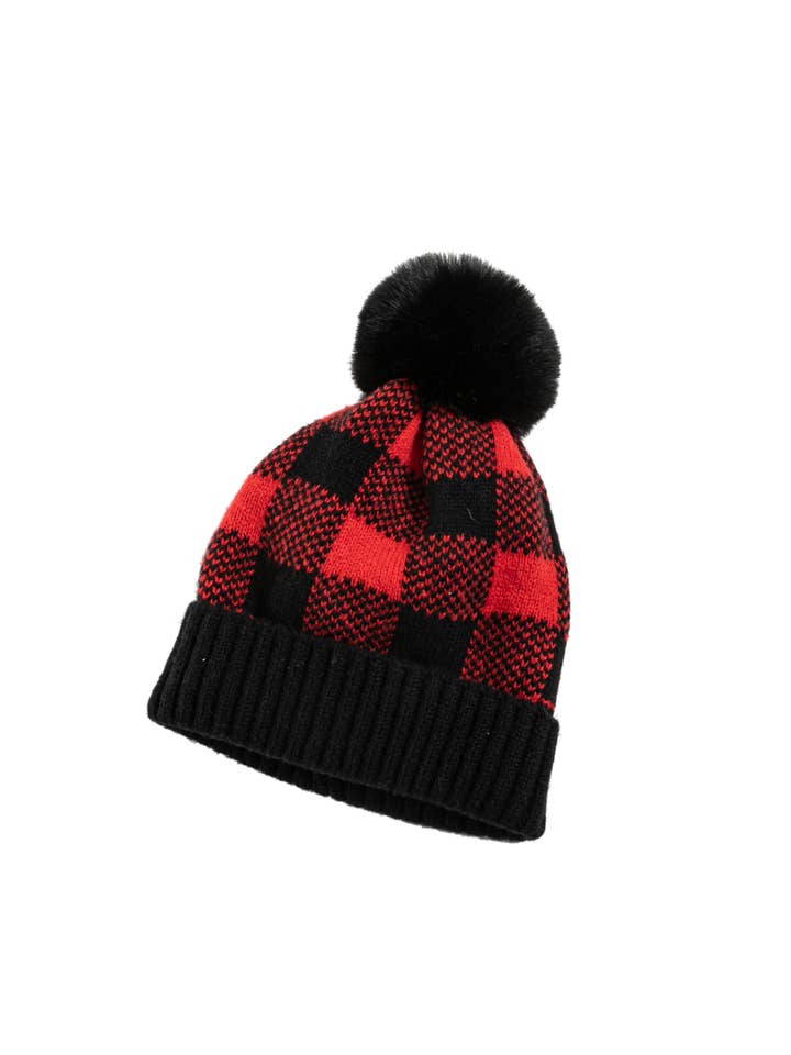 Plaid winter Beanie (WBN-22) for wholesale by Imagine Imports
