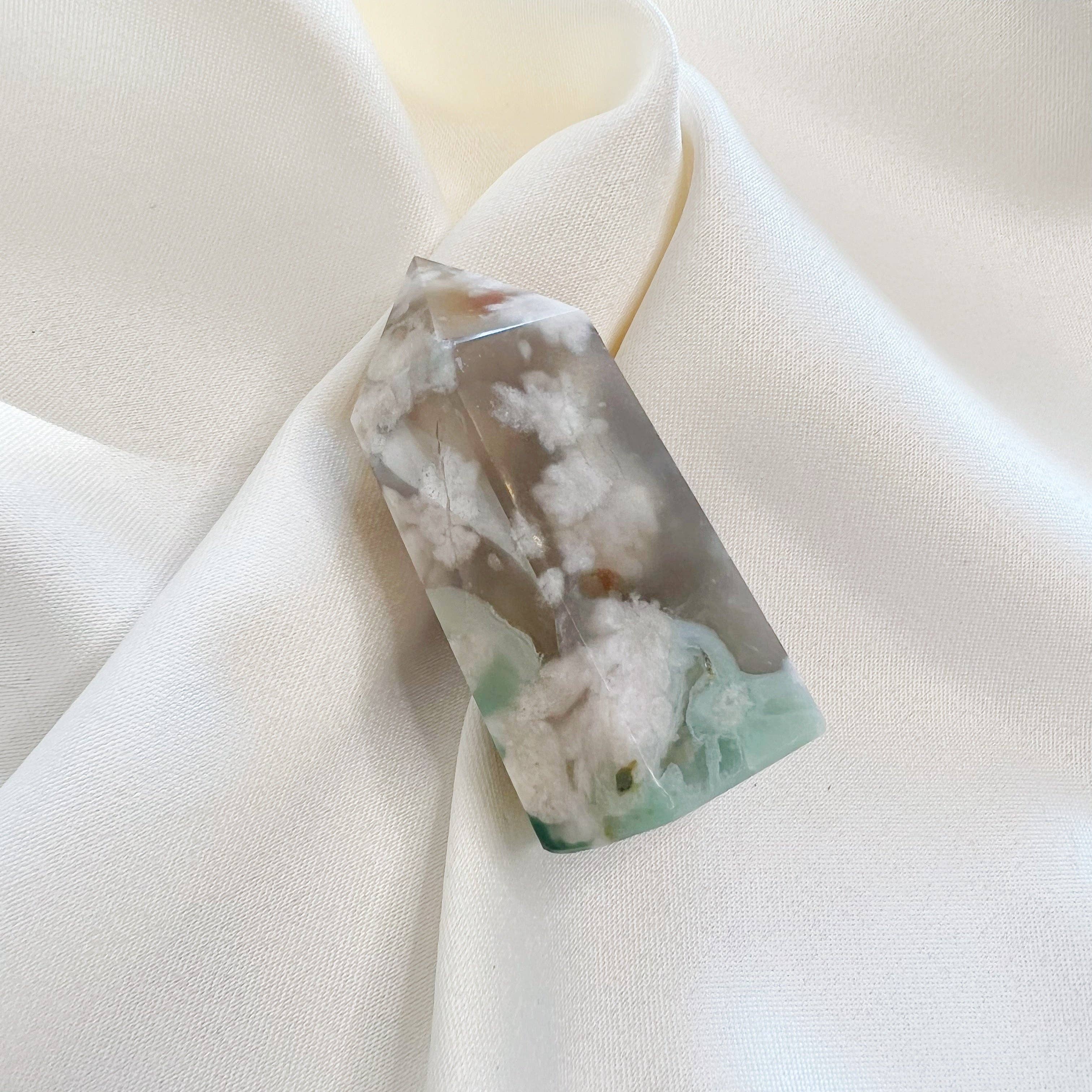 Wild Moon Artistry - Wholesale Spiritual Stone/Crystal - Green Flower Agate Tower 1-100