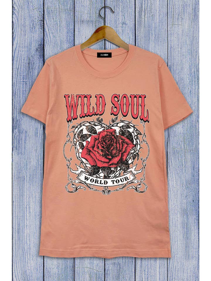 2&moon - Wholesale Screen printed t-shirt – Women′s - World Tour Wild Soul Graphic Tee1