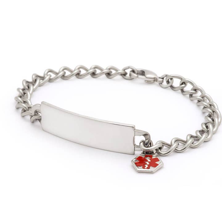 Pulseira e placa infantil Medilog™ ID em aço inoxidável com pino pendente por atacado de Speidel