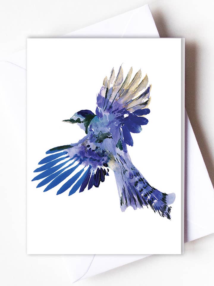 Blue Bird - Faltbare Grußkarte für den Großhandel von Ping He Art