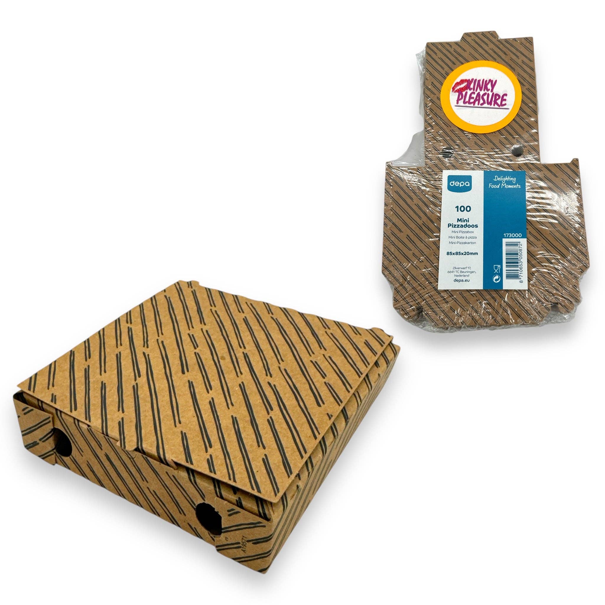 Kinky Pleasure – Engroshandel Gaveæske – Kinky Pleasure - ED054 - Mini pizzaæsker - 85x85x20 mm - 100 stk.0