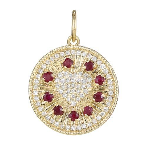 Pendentif en forme de cœur en diamant et rubis 18 mm pour la vente par Jewels of Mewar