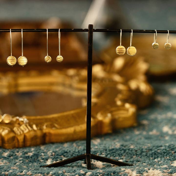 Mozzafiato Drop Earrings - Long Brass for wholesale by Martini Metal Craft