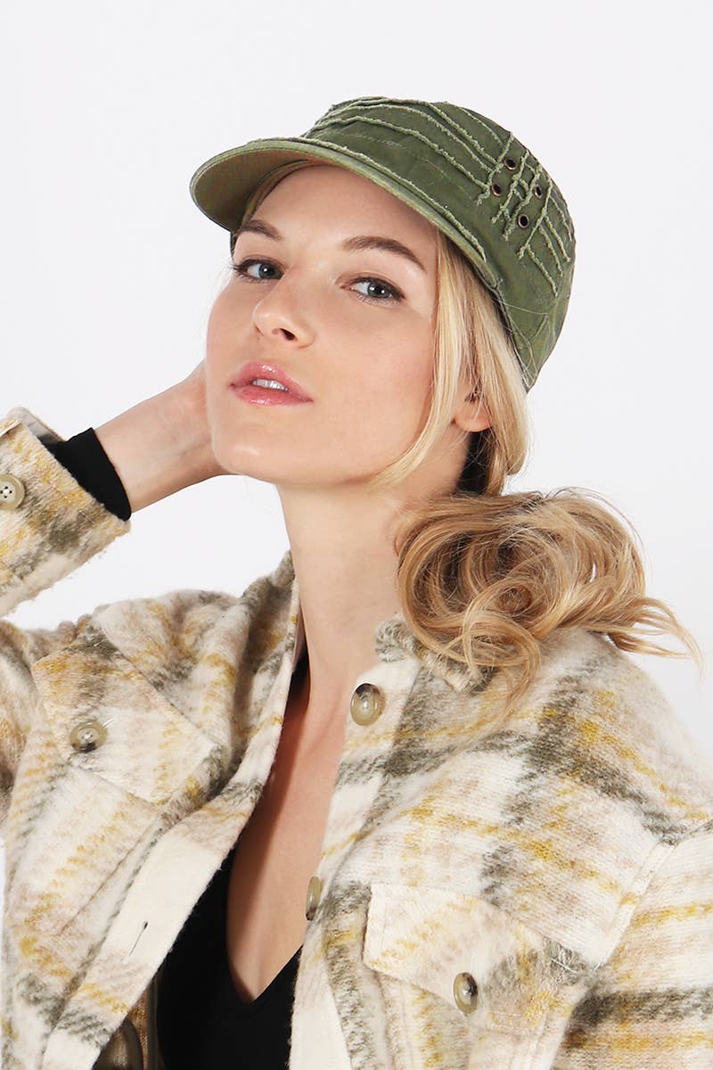 David And Young - Wholesale Newsboy/Schoolboy Hat - Women's - Distressed Detail Cadet1