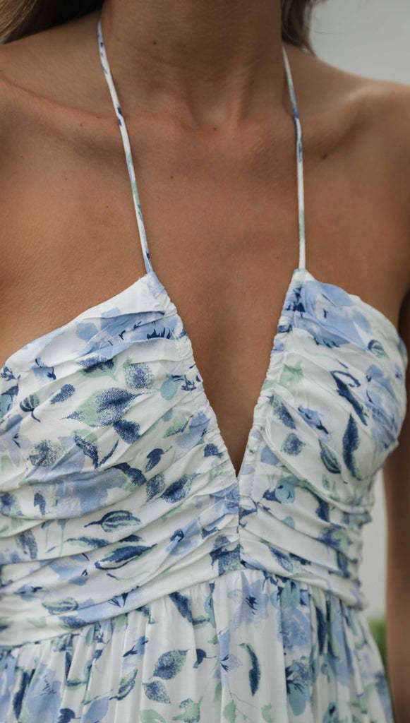 Rosa Clothing - Wholesale Dress - Women's - Plunge halter backless floral swing maxi sun dress5