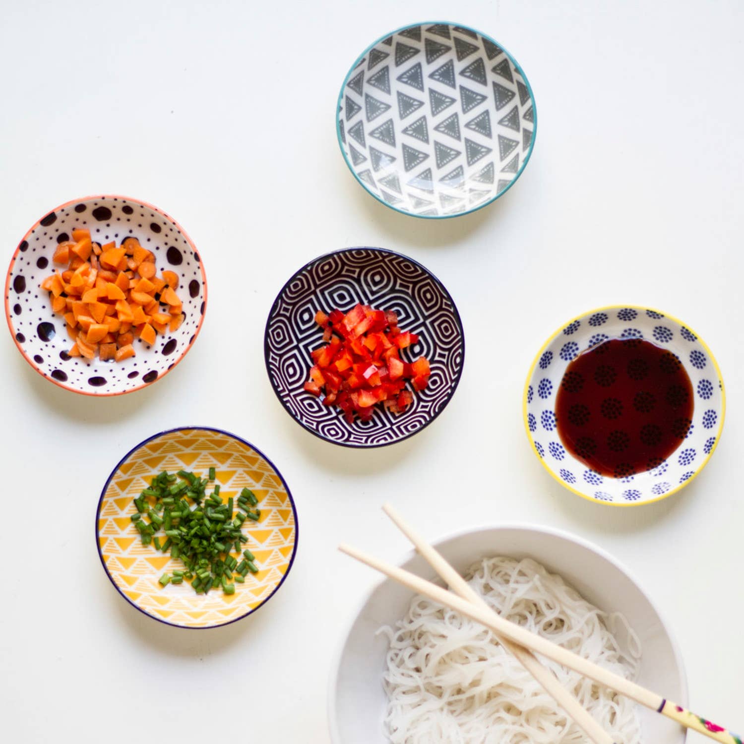 Now Designs by Danica - Wholesale Condiment/Dip Bowl - Bits & Dots Multi-Color Pinch Bowls Set of 68