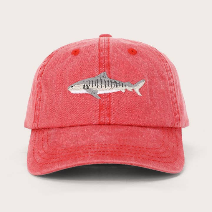 Pallion Point - Wholesale Baseball cap – Unisex - Tiger Shark Fish Lid | Cotton Dad Cap in Red2