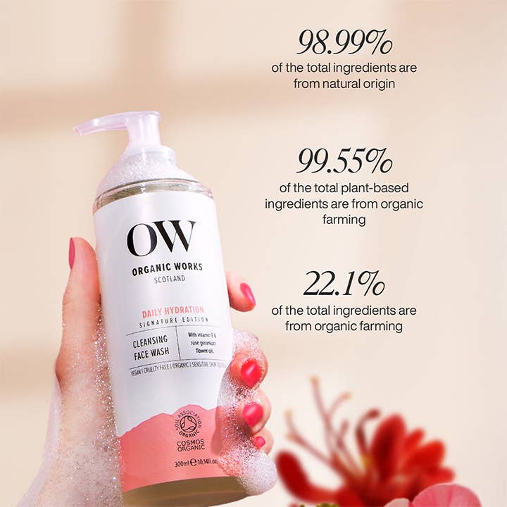 Organic Works – wholesale Ansiktsrengöring – Rengörande ansiktstvätt 300 ml Tillverkad i Storbritannien4