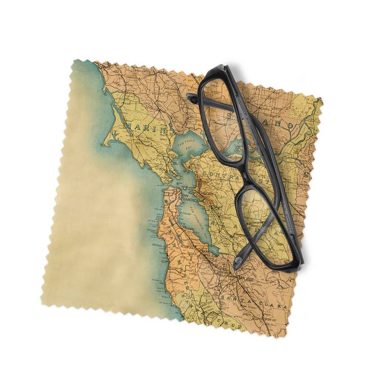 Chiffon de nettoyage pour lentilles en microfibre San Francisco California Map pour la vente par Daisy Mae Designs