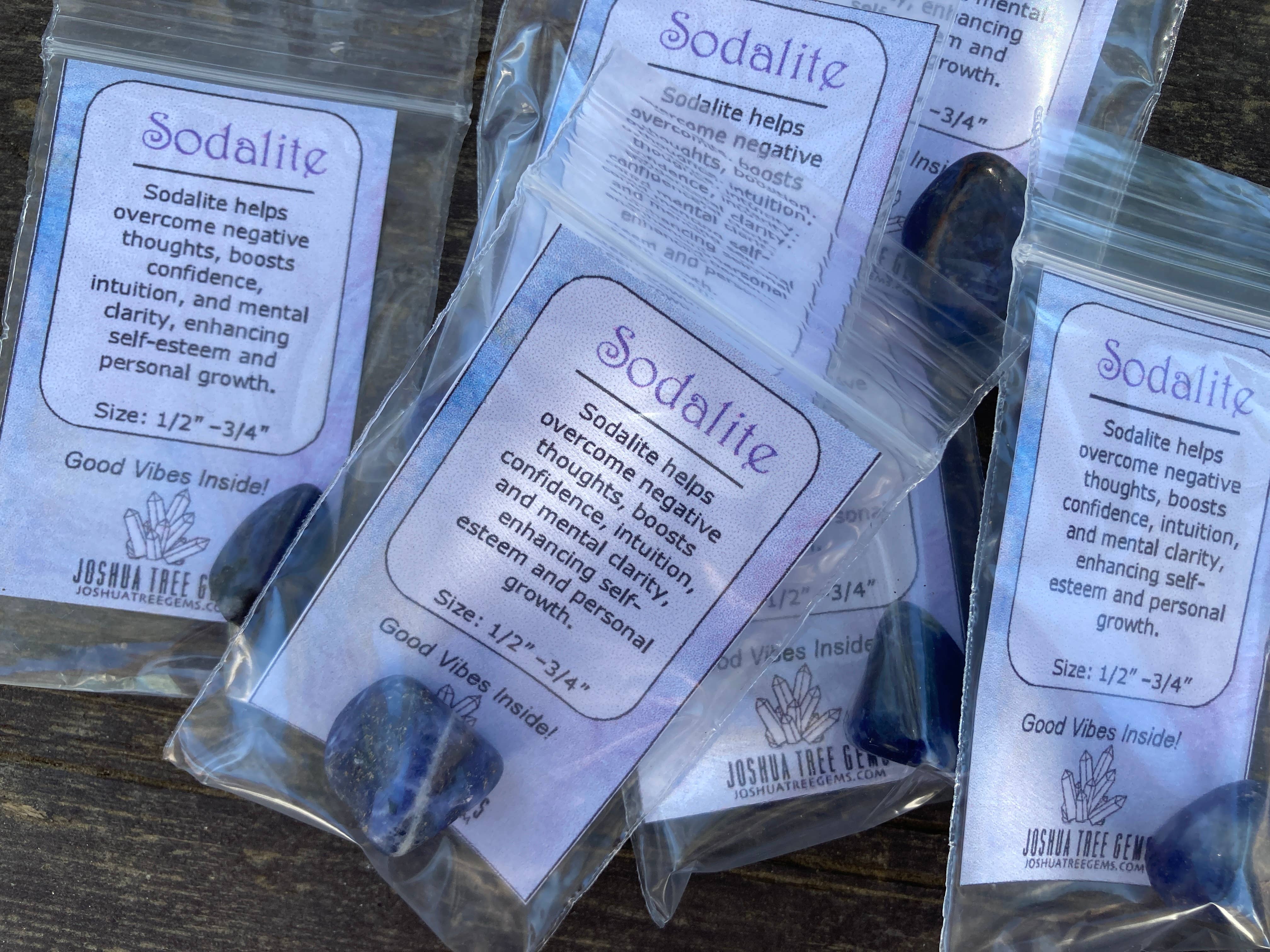 Joshua Tree Gems – wholesale Andlig sten/kristall – Sodalit tumlade sten W/metafysiska egenskapskort1