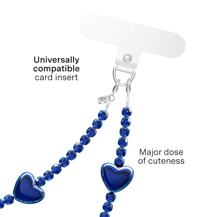 Phone Charm Wristlet - Clear Blue Heart for wholesale by VELVET CAVIAR