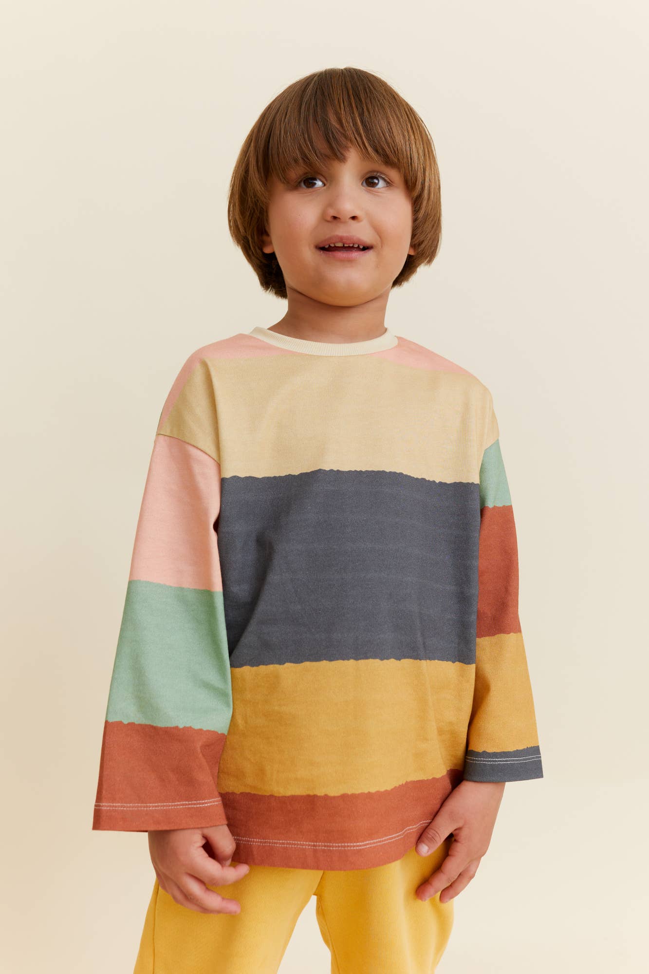 Green ORGANIC COTTON WIDE-SLEEVE STRIPES T-SHIRT for wholesale on Faire0