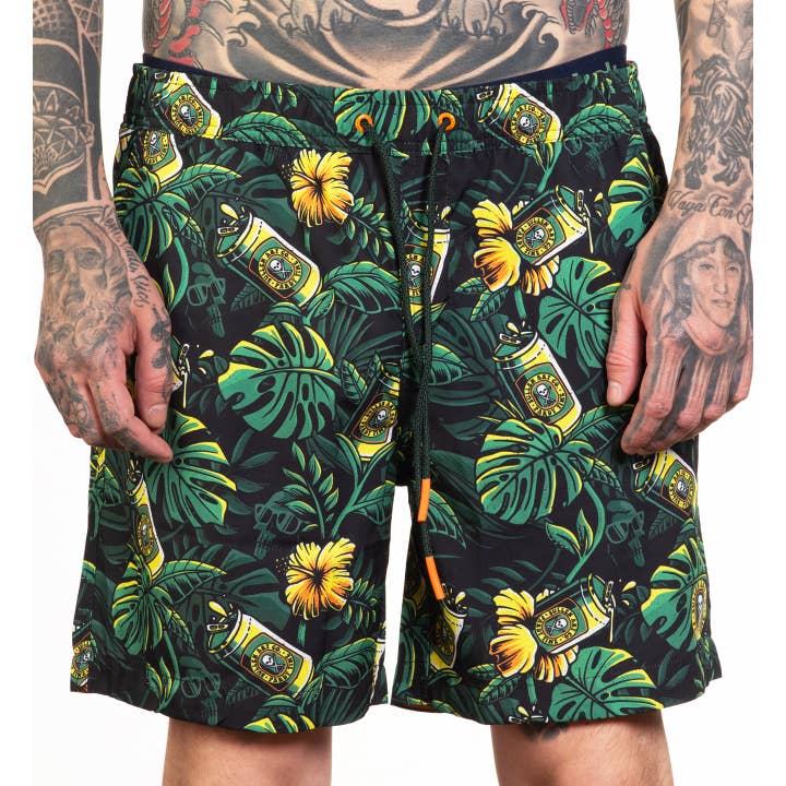 Beer Garden Boardshorts mit elastischem Bund, 46 cm Innenbeinlänge für den Großhandel von Sullen Clothing