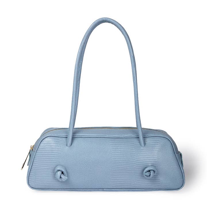 Grace Tejus sac allongé en cuir de veau imprimé lézard brillant pour la vente par Roberta Gandolfi