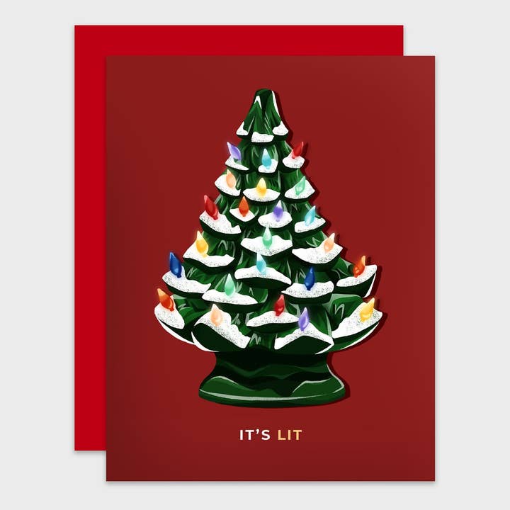 It's Lit Pun Christmas Card for wholesale by RachIllustrate
