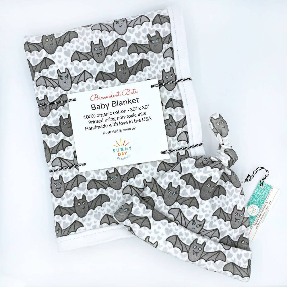 Sunny Day Designs - Wholesale Bedding Blanket - Kids & Baby - Benevolent Bats Organic Cotton Baby Blanket1