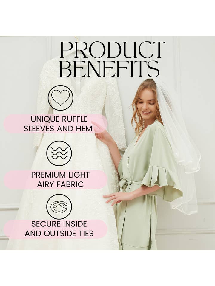 Mackleys - Wholesale Robe - Women's - PREORDER Solid Matte Satin Ruffle Robe17