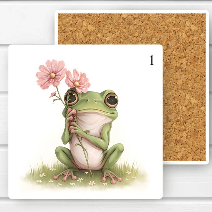 Frog Collection Coasters, 12 Design Choices, Square Ceramic for wholesale by Fernville Creations