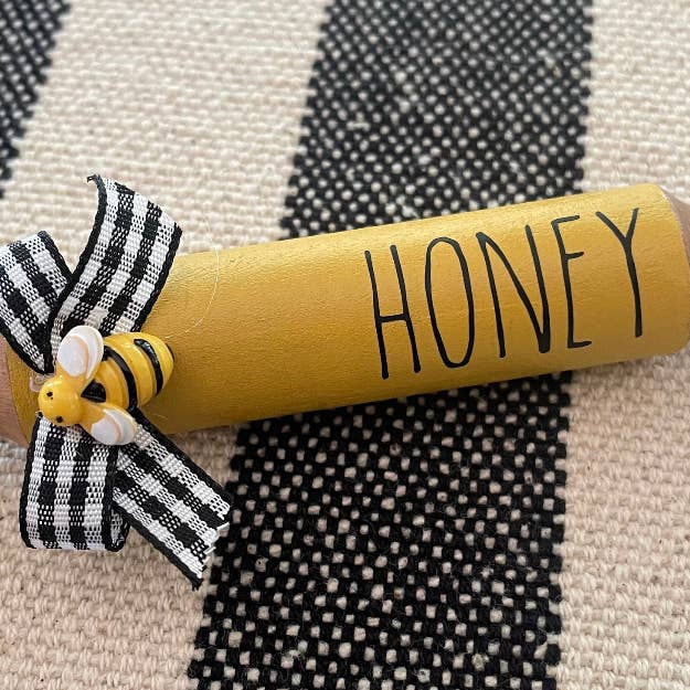 AH Designs 15 - Wholesale Decorative Tabletop Object - 7” Honey Bee 🐝 Farmhouse Tier tray decor mini rolling pin