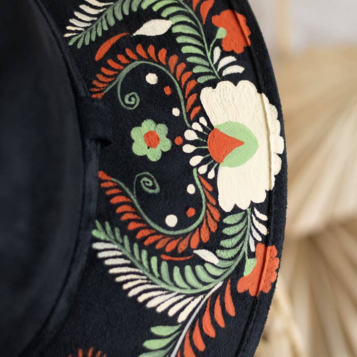 Origin Mexico - Wholesale Hat Accessory - Women's - Pilar Hand Painted Western Boho Hat - Fall Colors 2