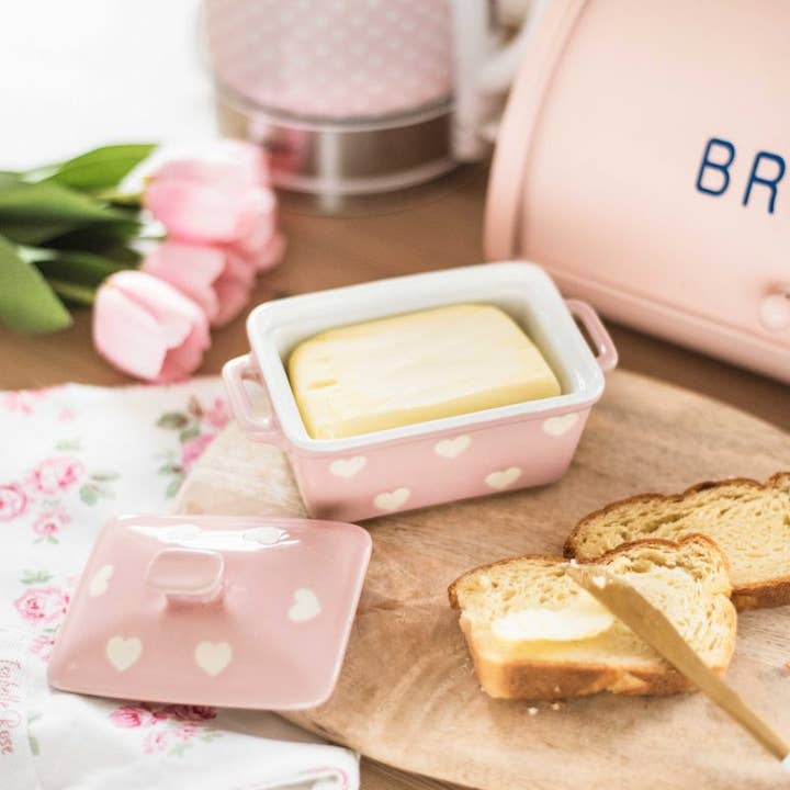 Isabelle Rose - Wholesale Butter Dish - Pink butter dish with hearts Isabelle Rose1