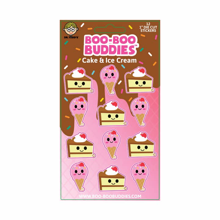 Foglio di Adesivi Torta & Gelato Boo Boo Buddies® – Collezionabile per la vendita all'ingrosso da parte di Boo Boo Buddies