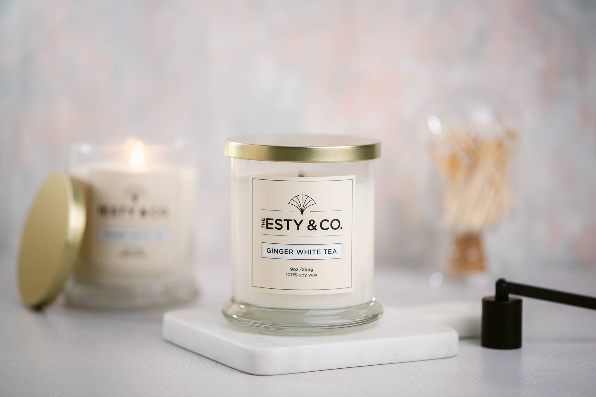 The Esty & Co® - Wholesale Jar/Filled Candle - Ginger White Tea 100% Soy Wax Candle • Spa Gift • Christmas 1