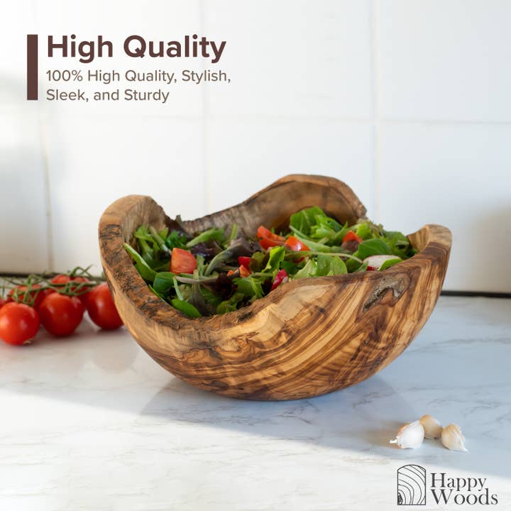 Next Day Shop - Wholesale Bowl - Large Olive Wood Bowl, Rustic Wooden Fruit Bowl