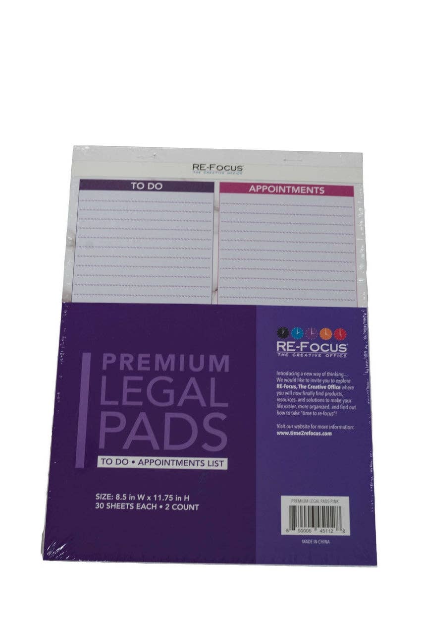 RE-FOCUS THE CREATIVE OFFICE - Wholesale Notepad - Legal Pads with Appointment and To-Do List Columns3