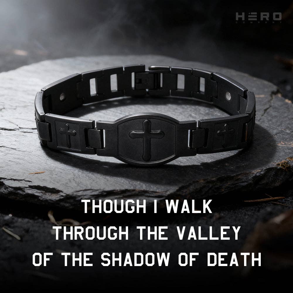 The Hero Company - Wholesale Bangle Bracelet - Valor Cross Magnetic Black Bracelet: Helps Pair Veterans With A Service Dog Or Shelter Dog -Faire1