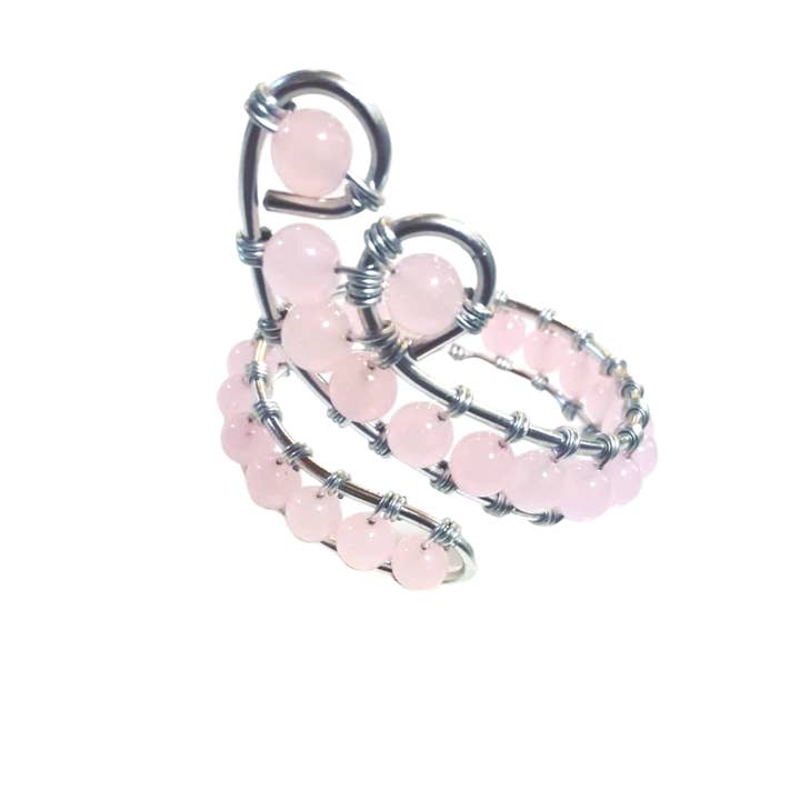 Silver-colored aluminum bracelet with rose quartz. for wholesale by Queen Mary Flower