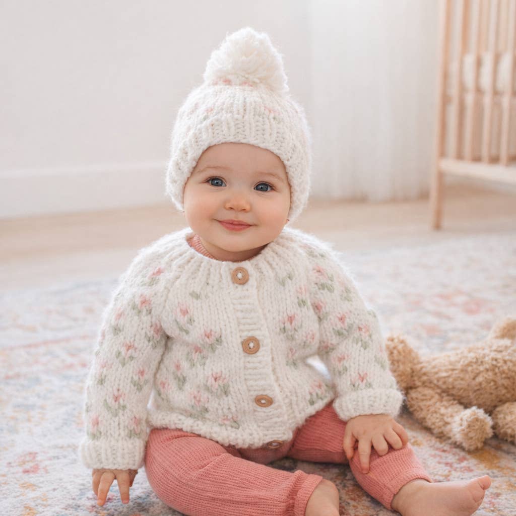 Huggalugs - Wholesale Cardigan - Baby - Bitty Blooms White Cardigan Sweater Baby & Toddler3