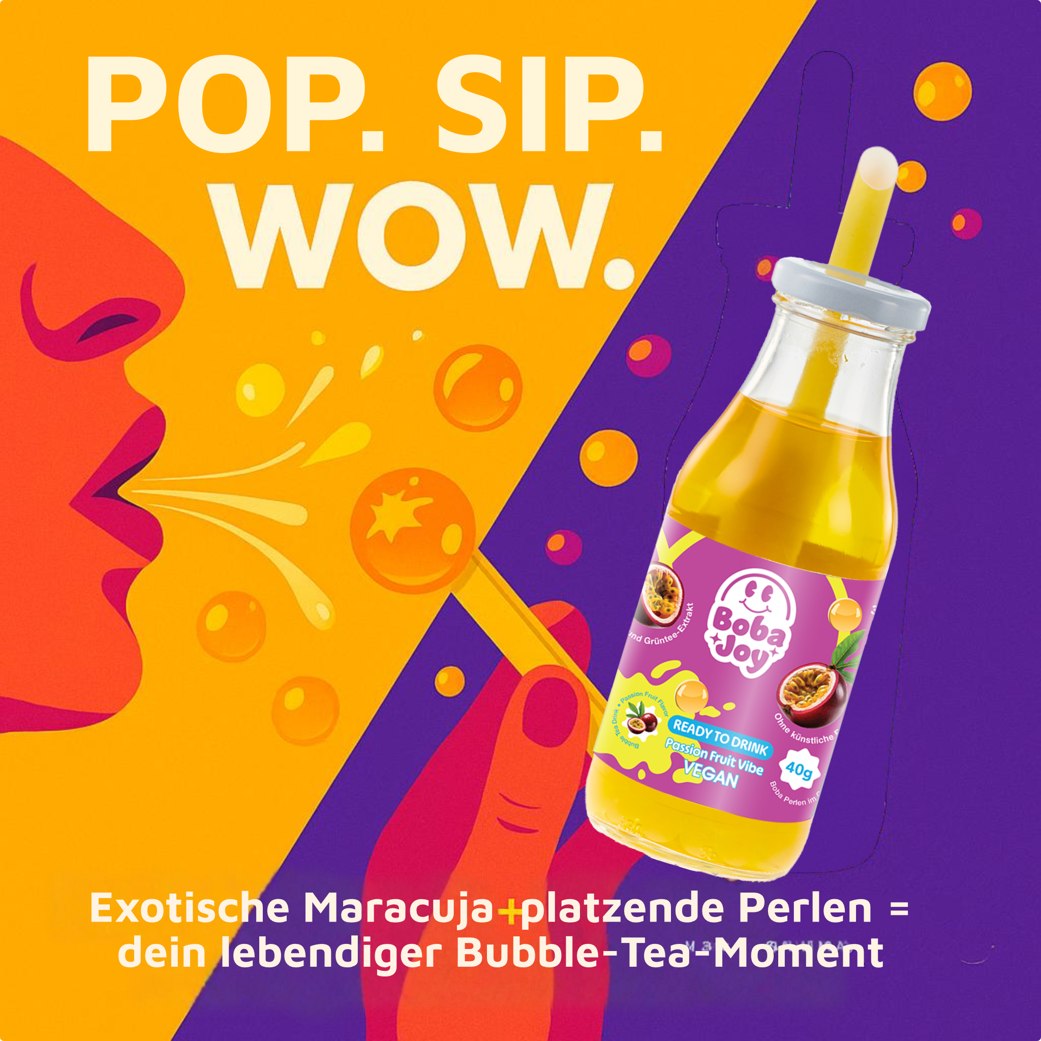 Pro.Di.Gio GmbH - Wholesale Iced Tea - BobaJoy Passion Fruit Vibe Ready to Drink Bubble Tea 3