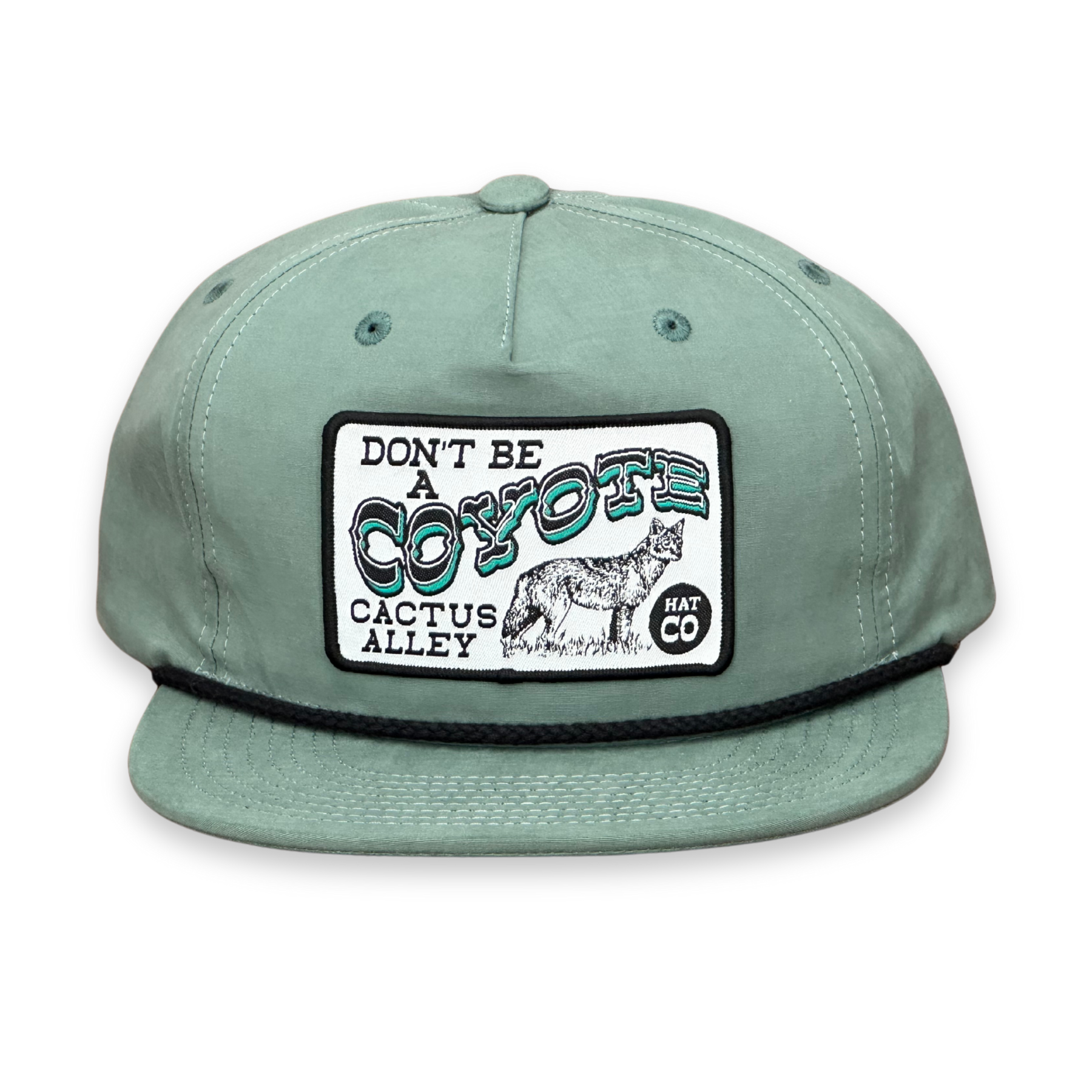 Cactus Alley Hat Co. - Wholesale Flat Brim Cap - Unisex - "Coyote" - Teal/Black Rope, Snapback Cap (2025)0